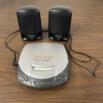 Sony Discman D-191 Handheld CD Player Working With SRS-P3 Stereo Speaker System