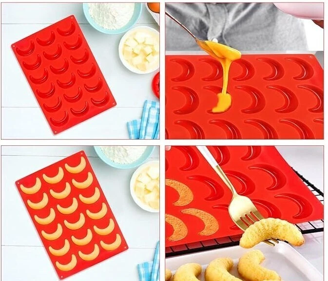 XL Silikon Backform für Vanillekipferl  18 Mulden Hörnchen Halbmond 28 cm - Bild 4 von 4