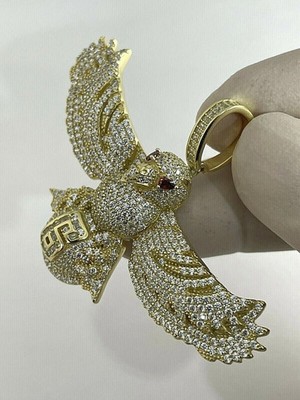 2.10Ct Round Lab Created Diamond Men's 3D Eagle Pendant In 14KYellow Gold Plated
