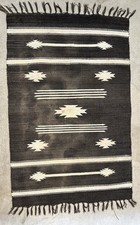 Old Navajo Two Greys Hills Saddle Blanket Rug Regional Geometric Design - Used