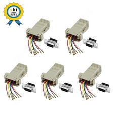 5pcs DB9 9-Pin Serial RS23 Female to RJ45 Network Ethernet Modular Adapter Ivory