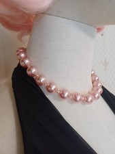 Vintage Mid-century 1950s Japan-stamped Pink Faux Pearl Choker Necklace