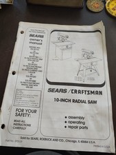 Owner's Manual & Parts List for Sears Craftsman 10&rdquo; Radial Saw