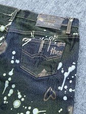 Vintage Todd Oldham Jrs Graffiti Print Low Rise Flare Jean 28x28 90's Grunge Y2K