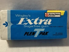 Vintage 1983 Wrigley’s EXTRA PEPPERMINT Sugarfree Bubble Gum 15 Stick SEALED-NOS