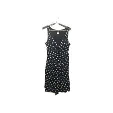J.F.W. Sleeveless Polka Dot Dress Black Sz Large Sleeveless Midi Dress