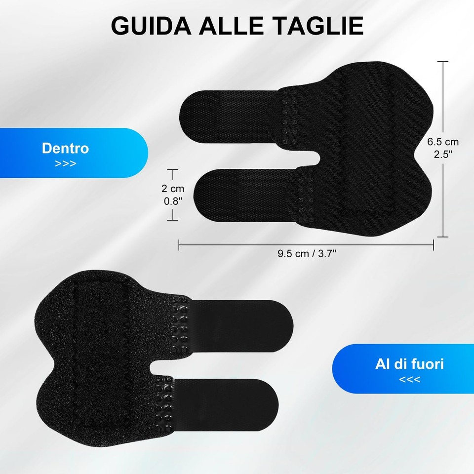 4 Stecche Per Dita Regolabili In Tessuto Composito Con Supporto In Alluminio - Protezione Per Lesioni Sportive (Medio, Mignolo, Pollice) - Colore Blu