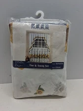 Home Essentials Tier & Swag Set Curtains Vintage Sunflowers, Sunsation, K-Mart