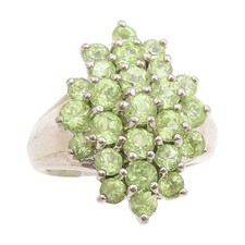 925 Sterling Silver Vintage Ring Topaz Cluster Statement Band Sz 5.5 RG33972