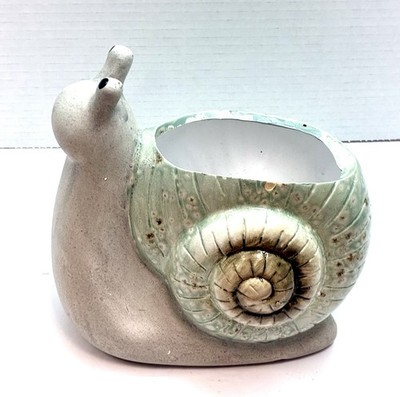 Melrose Snail Planter Terracotta Plant Grayish Green Snail Shell