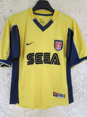 Maillot ARSENAL 1999 2000 2001 vintage NIKE away SEGA shirt jaune football S - Photo 1/4