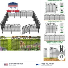 AMAGABELI 4 Panels 44 in H X 12 ft L Decorative Garden Fence Gate,Dog Fence...