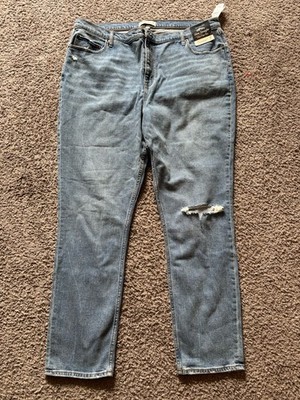 Abercrombie & Fitch Curve Love 90s Slim Straight High Rise Jeans Blue 36
