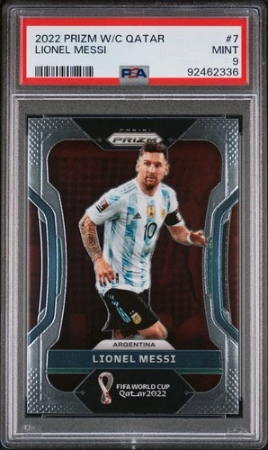 2022 PANINI PRIZM WORLD CUP QATAR LIONEL MESSI Prizm Base PSA 9 MINT #7
