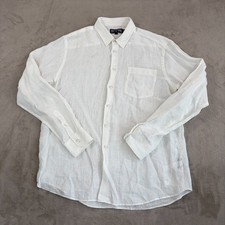 Vilebrequin 100 Linen Shirt Men XL White Long Sleeve Embroidered Turtle NWOT