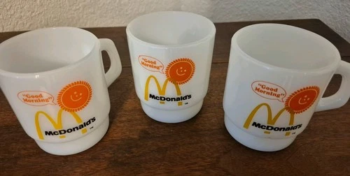 Set of 3 VINTAGE FIRE KING MCDONALDS MUGS