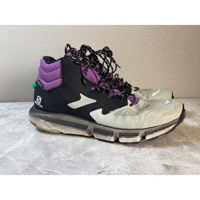Salomon Predict Hike Mid GTX Mens 12 Black Purple Gore-Tex Hiking Boots 414610