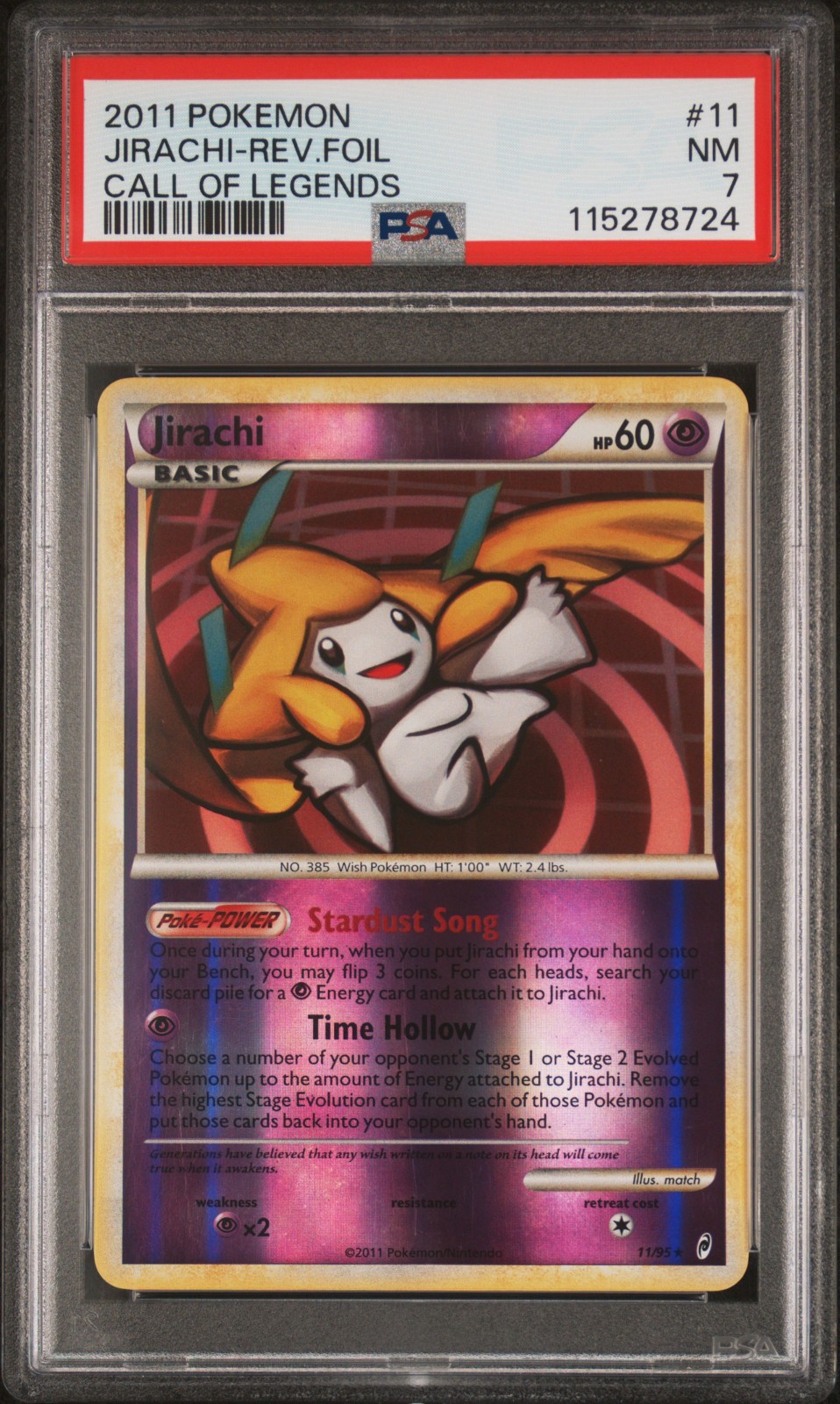2011 POKEMON CALL OF LEGENDS JIRACHI #11 REVERSE PSA 7 NM #115278724