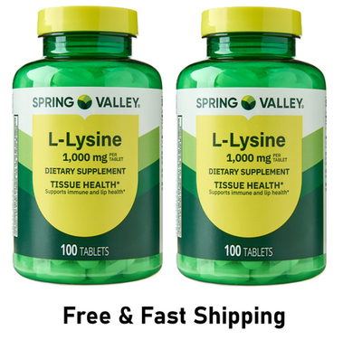 #ad Spring Valley L Lysine 1000 mg Tablets for Tissue Health 100 Ct 2 Pack $8.78