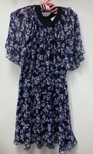 Kate Spade Floral Fit Midi Mini Dress Size Medium Silk Designer Cottage Flowy