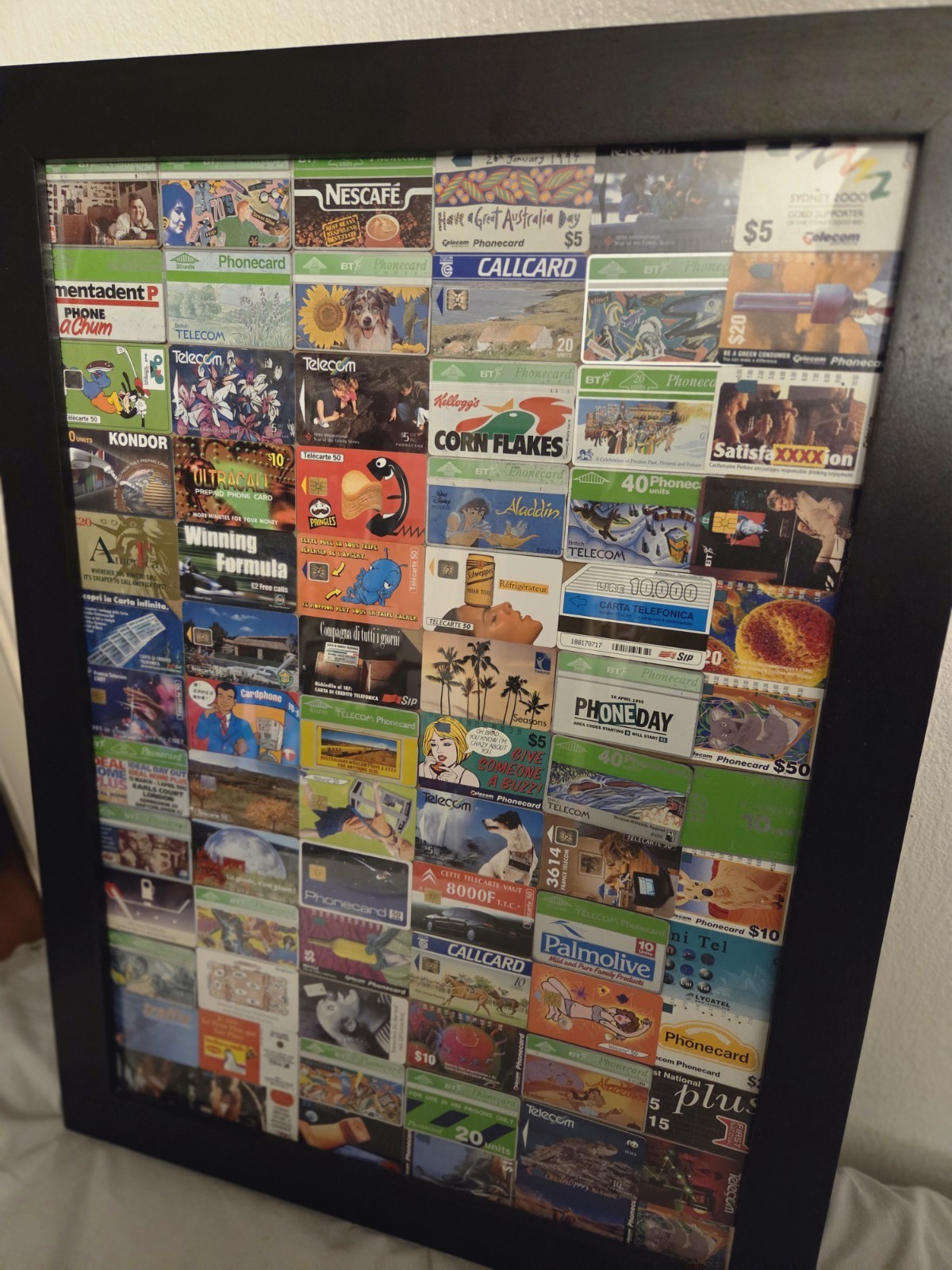 VTG BT PHONE CARD COLLECTION FRAMED TELECOM x 78 COLLECT FROM BOURNEMOUTH 🇬🇧