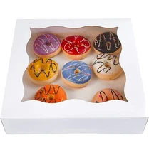 15-Pack White Bakery Boxes 12x12x3" with PVC Window for Cookies & Pies