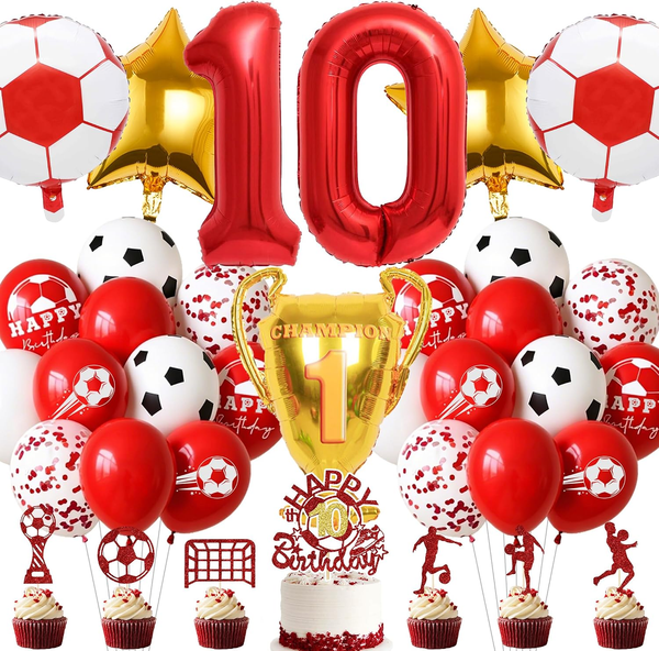 Fussball Deko Geburtstag Kinder 10 Jahre Junge - 10. Geburtstagsdeko Luftballons-image