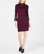 $139 Calvin Klein Size M Womens Beaded 3/4 Sleeve Sweater Dress A864