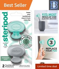 Clip-On Toothbrush Protector with Peppermint Oil - Travel Freshness, 2 Count