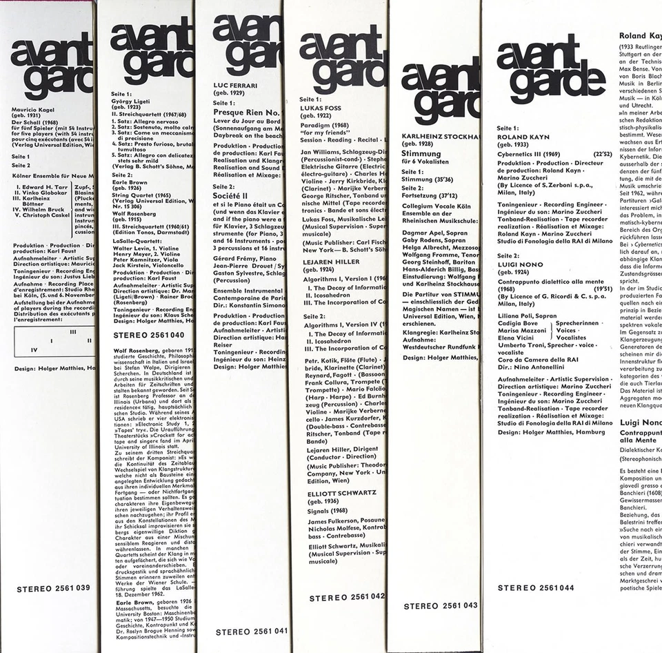 DGG 6LP Box KAGEL LIGETI STOCKHAUSEN FERRARI NONO ETC Avantgarde Music Vol.3 NM - Image 2 of 3