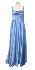 Azazie Women's Shaude A-Line Pleated Stretch Satin Dress Powder Blue [SIZE A12]