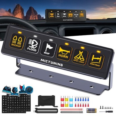 6 Gang Switch Panel Auxiliary Circuit Control Relay System Pickup 12V 24V Marine