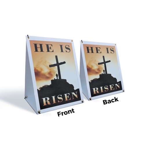 He Is Risen A-Frame Sidewalk Sign Faith Based Design Inspirational ...