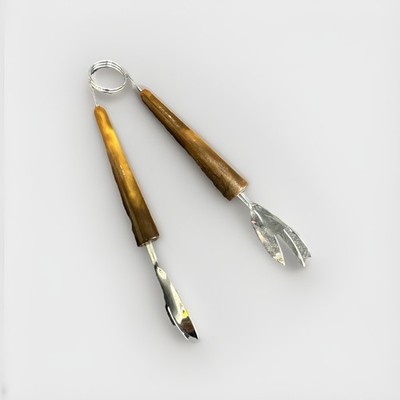 MCM Vintage Ice Tongs Bakelite Root Beer Marbled Claw Handled Barware Tool
