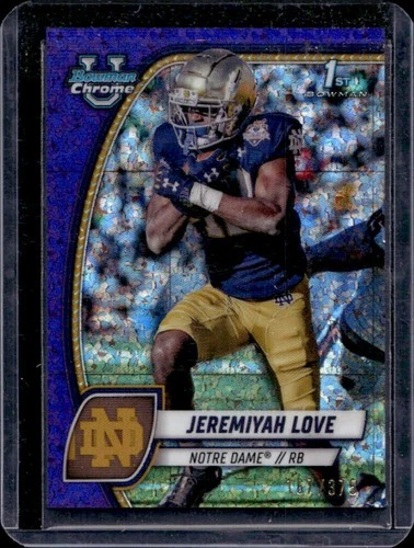 2024 Bowman Chrome U Jeremiyah Love Purple Mini Diamond Refractor 1st #16/375