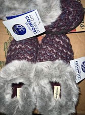 Dearfoams Purple Navy Knit Slippers Memory Foam House Shoes Small 5-6 New