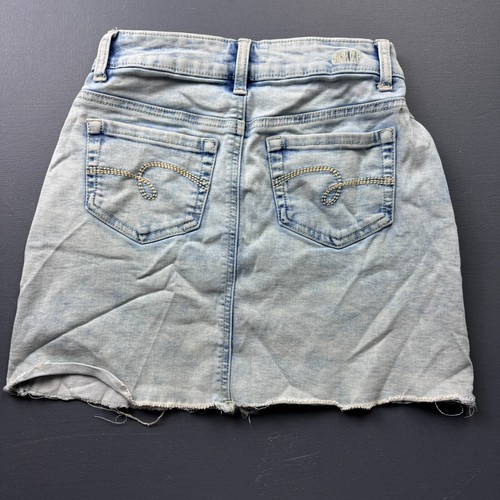 Justice Denim Skirt Girls Size 12 Button Front Distressed Jean Mini Classic Y2K - Picture 5 of 7
