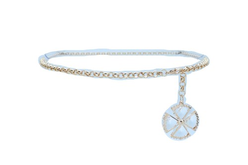 Women Elegant Belt Gold Metal Chain Narrow Waistband Flower Bling Charm M L XL - Bild 8 von 12