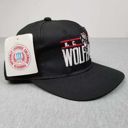 Vintage NC State Wolf Pack Hat Cap Snap Back Black College Twill Youngan NCAA - Picture 7 of 14