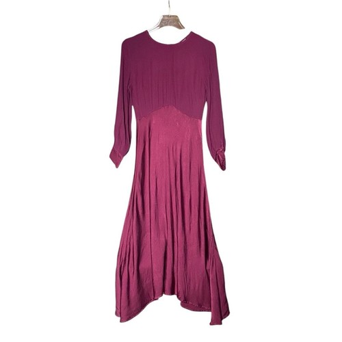 GHOST London Women’s Size Small Viscose Satin Crepe Midi Length Dress Mulberry - 第 1/9 張圖片