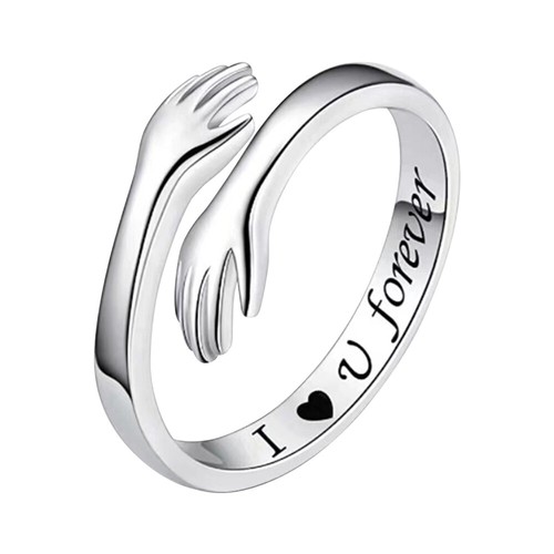 Adjustable Love Hug Ring Band Open Finger Alloy Sterling SWomens Jewelry New - Picture 9 of 16
