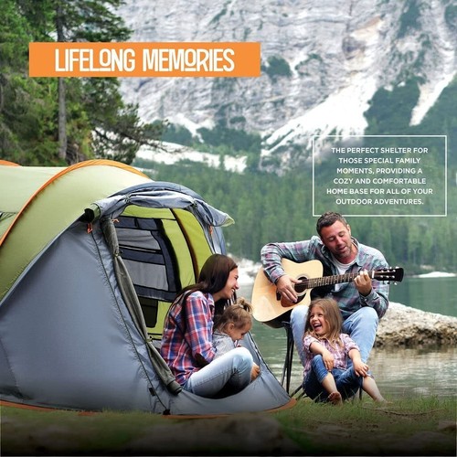 Camping Tent - 4-Person Easy Pop Up Tent with 2 Doors - UPF50+ Waterproof - Picture 5 of 7