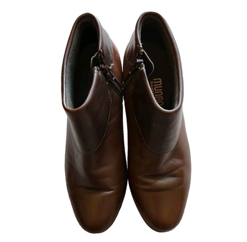Munro Bootie Womens Size 7 Medium Zip Brown Leather Ankle Boots - 第 7/20 張圖片