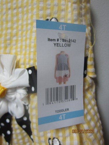 Counting Daisies Kleinkind Mädchen 1-teiliges gelbes Hummelkleid Größe 4T SEERSUCKER - Bild 3 von 4