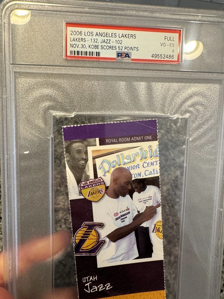 Boleto completo 2006 Los Angeles Lakers Kobe Bryant PSA 52 puntos Utah Jazz Mamba Foto 3 de 4
