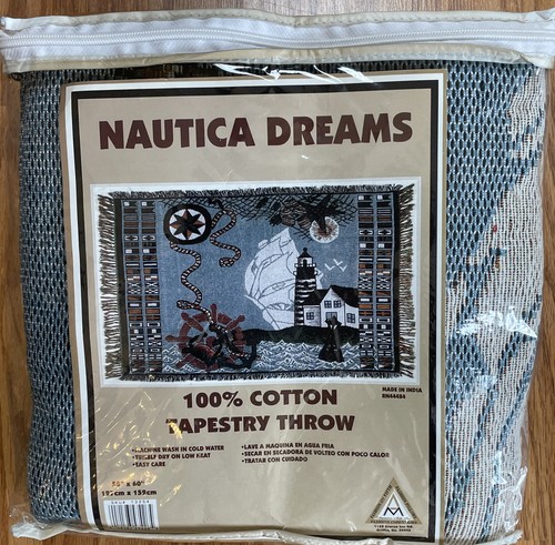 American Mills Inc. Nautica Dreams Tapestry Throw Blanket 50”X 60” - Picture 1 of 7