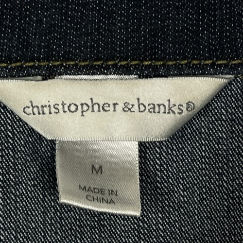 Christopher & Banks Dark Wash Denim Jacket Women's Vintage Blue Jean Coat MED M - Picture 4 of 6