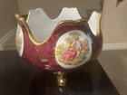 European Design Maroon/Gold Ceramic Footed Bowl, 6" Tall x 7" Widest (CA)