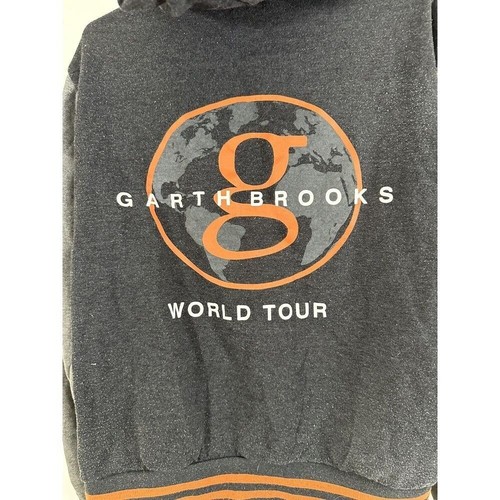Garth Brooks World Tour Full Zip Hoodie Gray Orange Trim Mens Medium - Picture 8 of 10