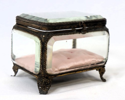 Ormolu Large Rare Jewelry Box Displays Bronze Beveled Glass Casket »»» - Picture 7 of 10